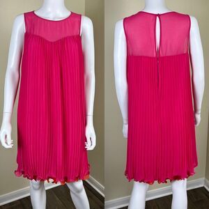 Maeve Women's Size 6 Pink Pleated Swing Ruffle Mini Dress NEW Retro Party Formal
